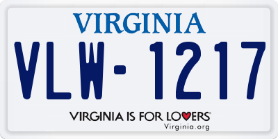 VA license plate VLW1217