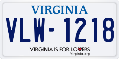 VA license plate VLW1218