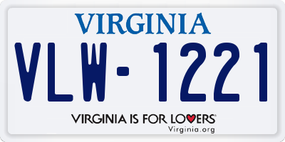 VA license plate VLW1221