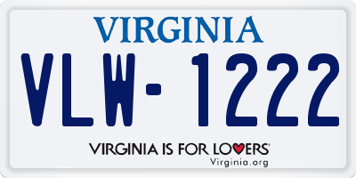 VA license plate VLW1222