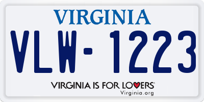 VA license plate VLW1223