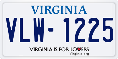 VA license plate VLW1225