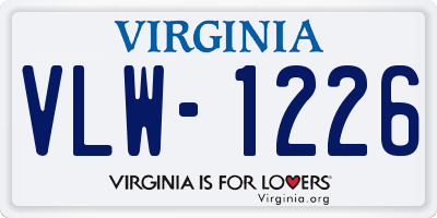 VA license plate VLW1226