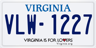 VA license plate VLW1227