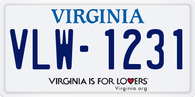 VA license plate VLW1231