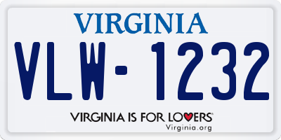 VA license plate VLW1232