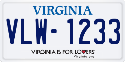 VA license plate VLW1233