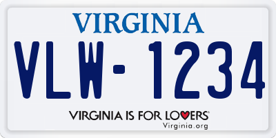 VA license plate VLW1234