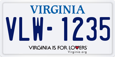 VA license plate VLW1235