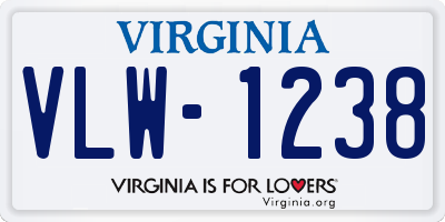 VA license plate VLW1238