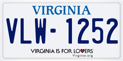 VA license plate VLW1252