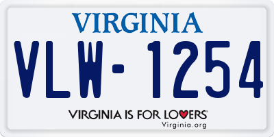 VA license plate VLW1254