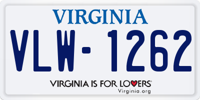 VA license plate VLW1262