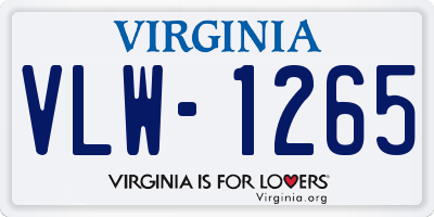 VA license plate VLW1265