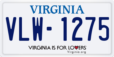 VA license plate VLW1275