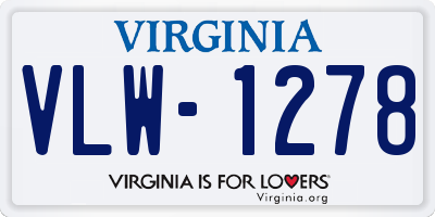 VA license plate VLW1278