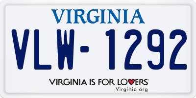 VA license plate VLW1292