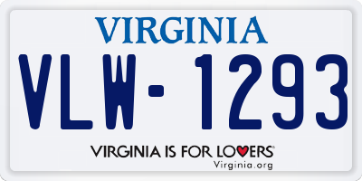 VA license plate VLW1293