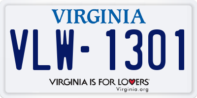 VA license plate VLW1301