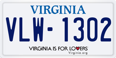 VA license plate VLW1302