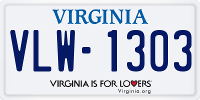 VA license plate VLW1303