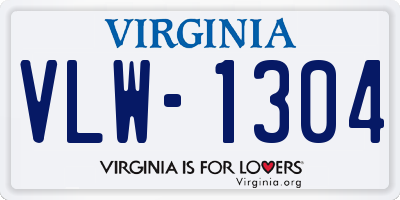 VA license plate VLW1304