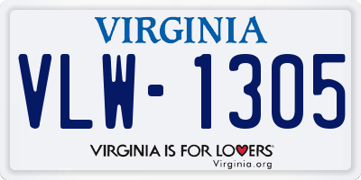 VA license plate VLW1305