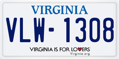 VA license plate VLW1308