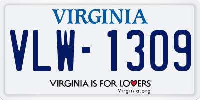 VA license plate VLW1309