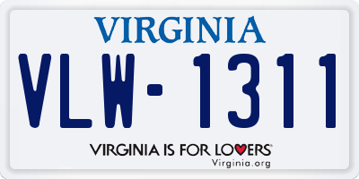 VA license plate VLW1311