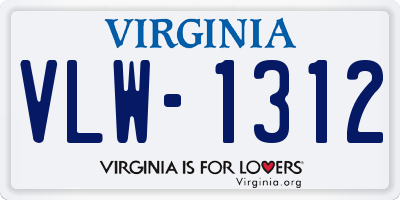 VA license plate VLW1312