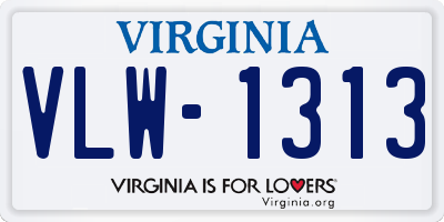 VA license plate VLW1313