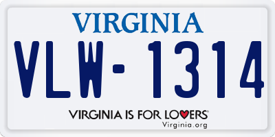 VA license plate VLW1314