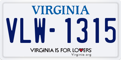 VA license plate VLW1315