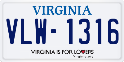 VA license plate VLW1316