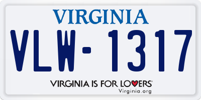 VA license plate VLW1317