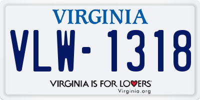 VA license plate VLW1318