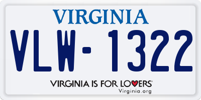 VA license plate VLW1322