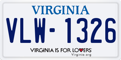 VA license plate VLW1326