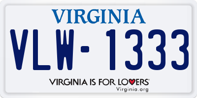 VA license plate VLW1333