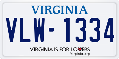 VA license plate VLW1334