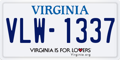 VA license plate VLW1337