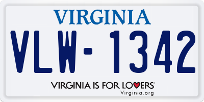 VA license plate VLW1342