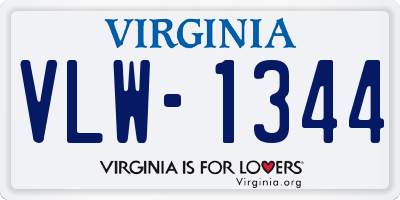 VA license plate VLW1344