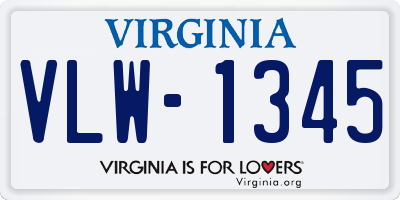 VA license plate VLW1345