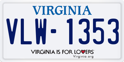 VA license plate VLW1353