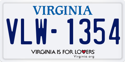 VA license plate VLW1354