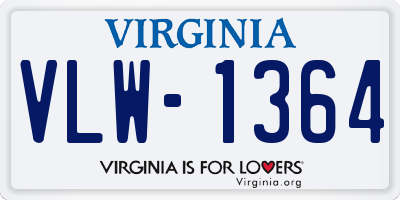 VA license plate VLW1364