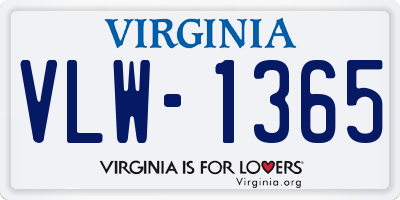 VA license plate VLW1365