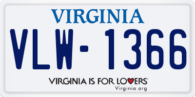 VA license plate VLW1366